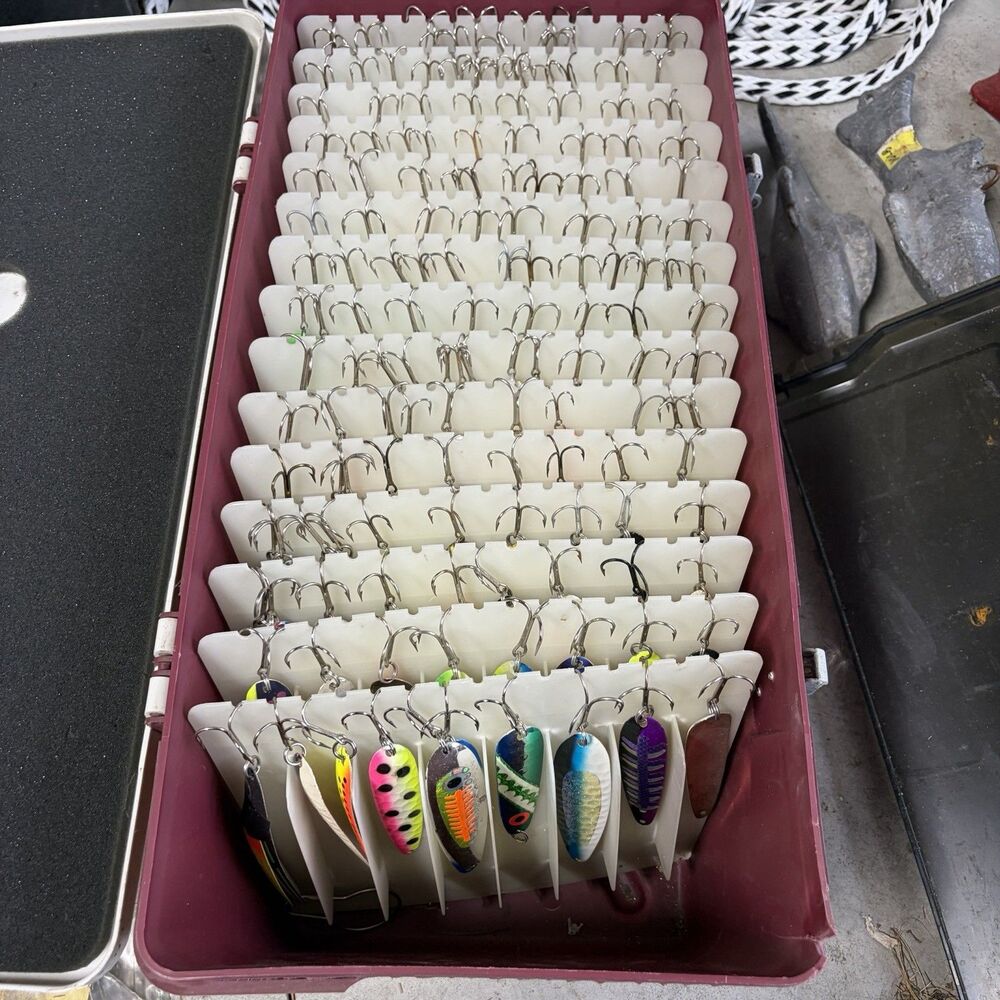 Large Lot 125+ Salmon Trout Trolling Spoons Fishing Lures Treble Hooks Tackle